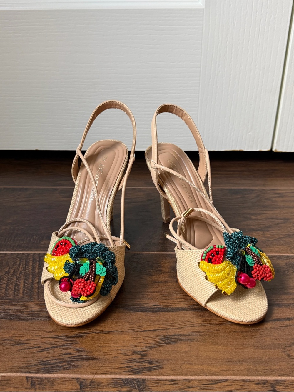 BCBGeneration Embellished Fruit Journe Nude Lace-Up Sandal - Picture 4 of 7